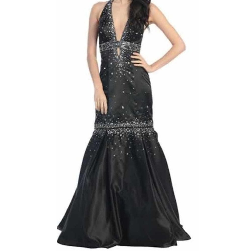 Women 2 PCS 2 Way Wear Sexy Halter Rhinestones Satin Prom Wedding Dance Classy